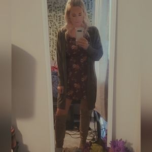 Burgundy floral mini dress